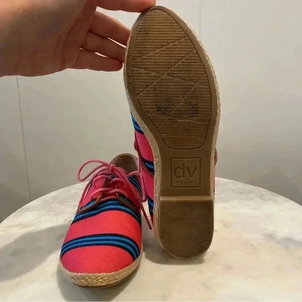 DV Dolce Vita Pink & Blue Canvas Lace-up Oxfords​​